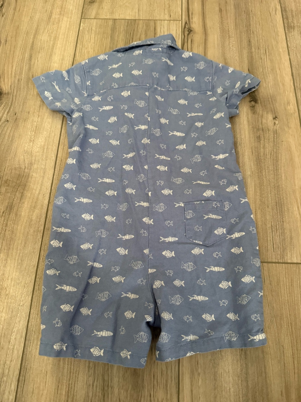 Janie & Jack Blue Fish Print Short Sleeve Romper Size 12-18 months - Picture 4 of 4